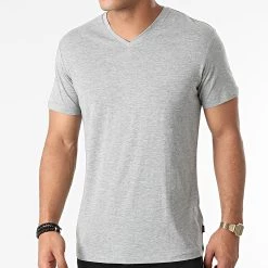 Top 10 🧨 Tee 👕 Shirt Col V 990EE2K304 Gris Chiné de Esprit 🔥