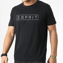 Top 10 🥰 Tee 👕 Shirt 992EE2K301 Noir de Esprit ❤️