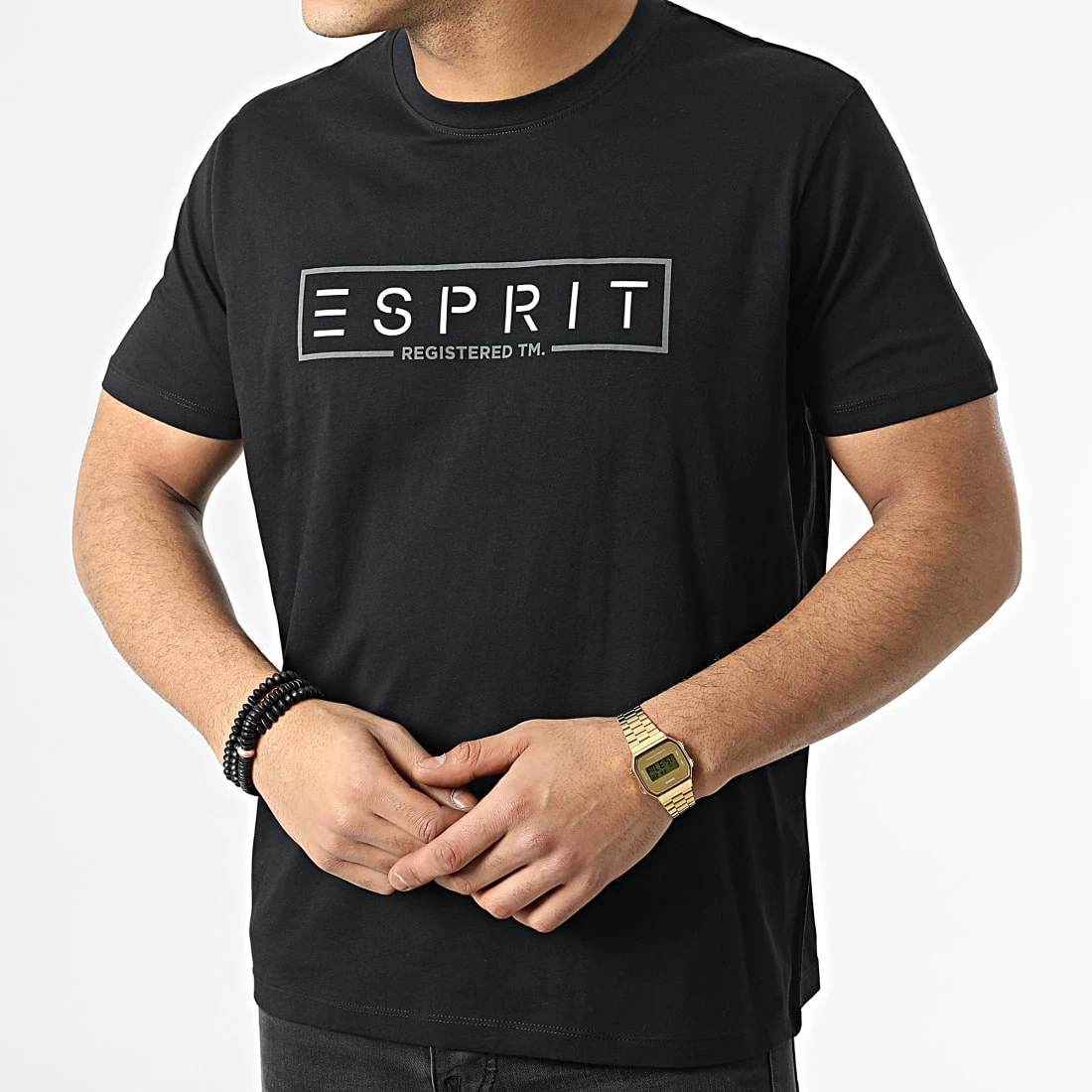 Top 10 🥰 Tee 👕 Shirt 992EE2K301 Noir de Esprit ❤️ – Image 3