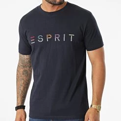 Top 10 🔥 Tee 👕 Shirt 072EE2K301 Bleu Marine de Esprit 🎉