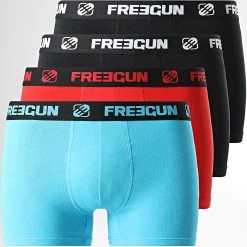 Sortie 👍 Lot De 4 Boxers Ultra Stretch Noir Rouge Bleu Ciel de Freegun ✔️