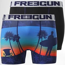 Remise 😉 Lot De 2 Boxers Print Sunset Noir de Freegun ⭐