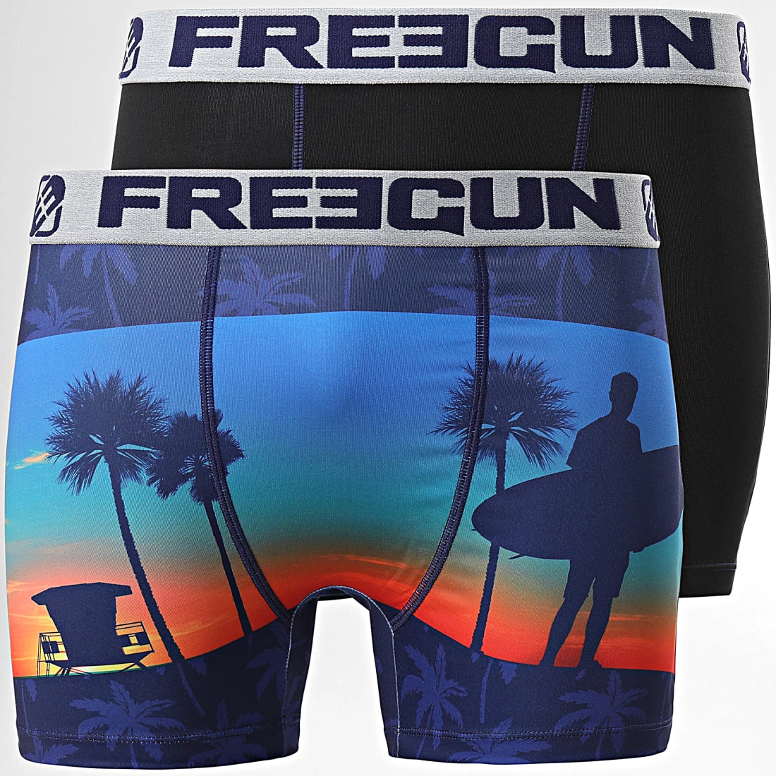 Remise đ Lot De 2 Boxers Print Sunset Noir de Freegun â