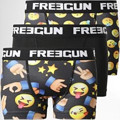 Grosses soldes ✨ Lot De 3 Boxers Enfant Print Noir de Freegun ✨