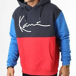 Coupon 😀 Sweat Capuche Signature Block 6028201 Bleu Rouge de Karl Kani 🛒