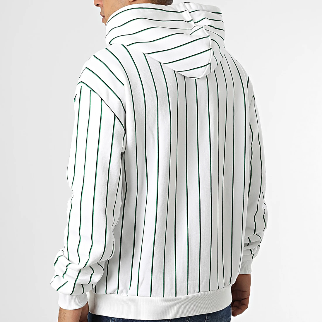 Coupon ⭐ Sweat Capuche A Rayures Small Signature 6028199 Blanc Vert de Karl Kani 💯 – Image 4