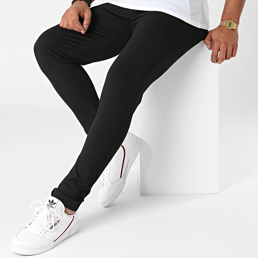Grosses soldes 💯 Pantalon Slim Dave Barro 21105110 Noir de Solid 👍 – Image 3