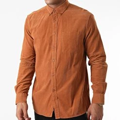 Meilleure vente ⌛ Chemise Manches Longues Velours 21104208 Camel de Solid 🎁