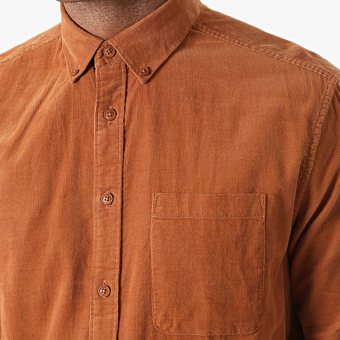 Meilleure vente ⌛ Chemise Manches Longues Velours 21104208 Camel de Solid 🎁 – Image 2