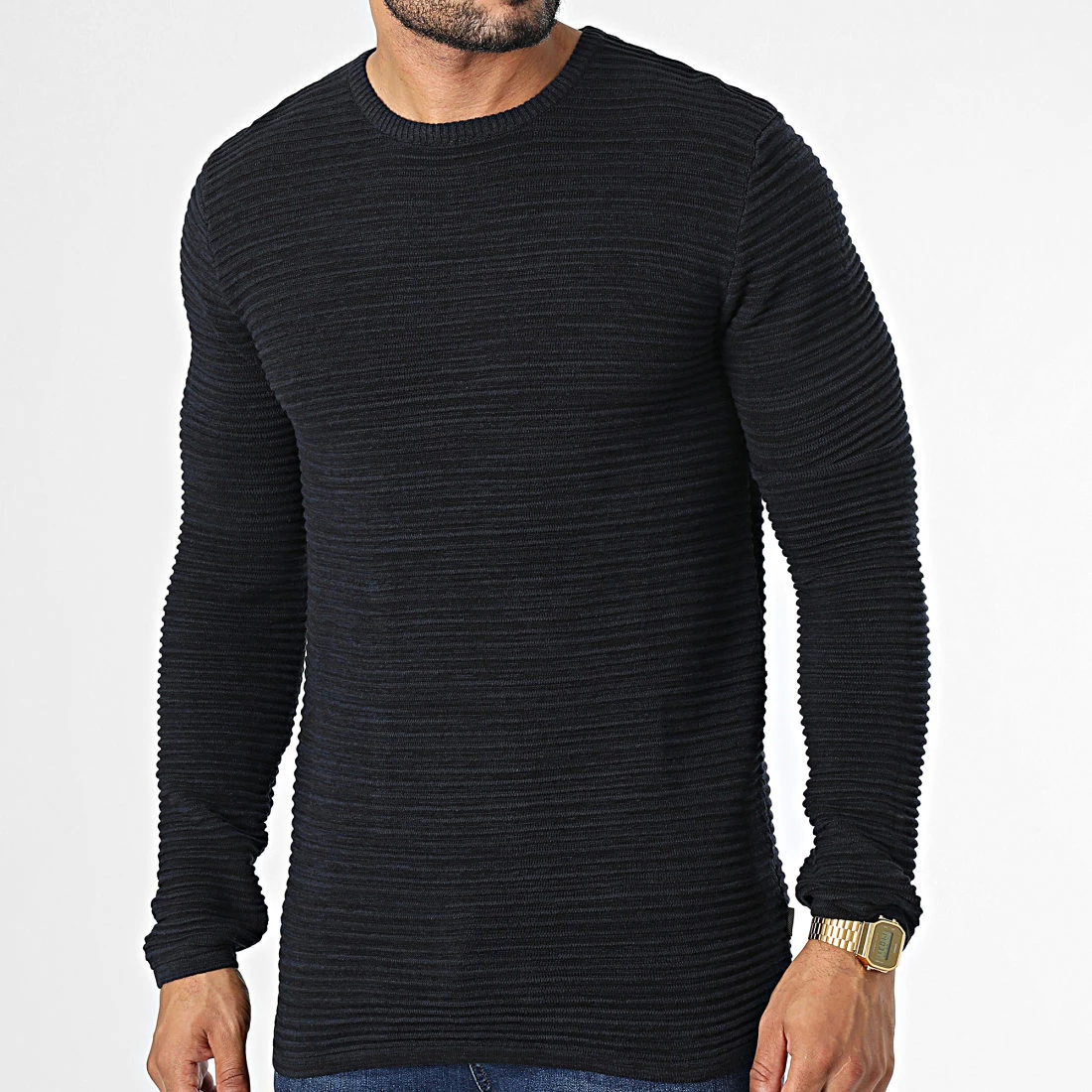 Remise 🧨 Pull Struan Bleu Marine de Solid ⭐