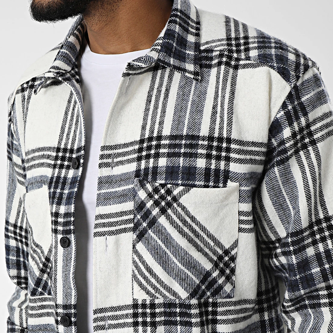 Le moins cher 🧨 Surchemise A Carreaux Chandler 21107060 Blanc Noir Bleu Marine de Solid 👏 – Image 2