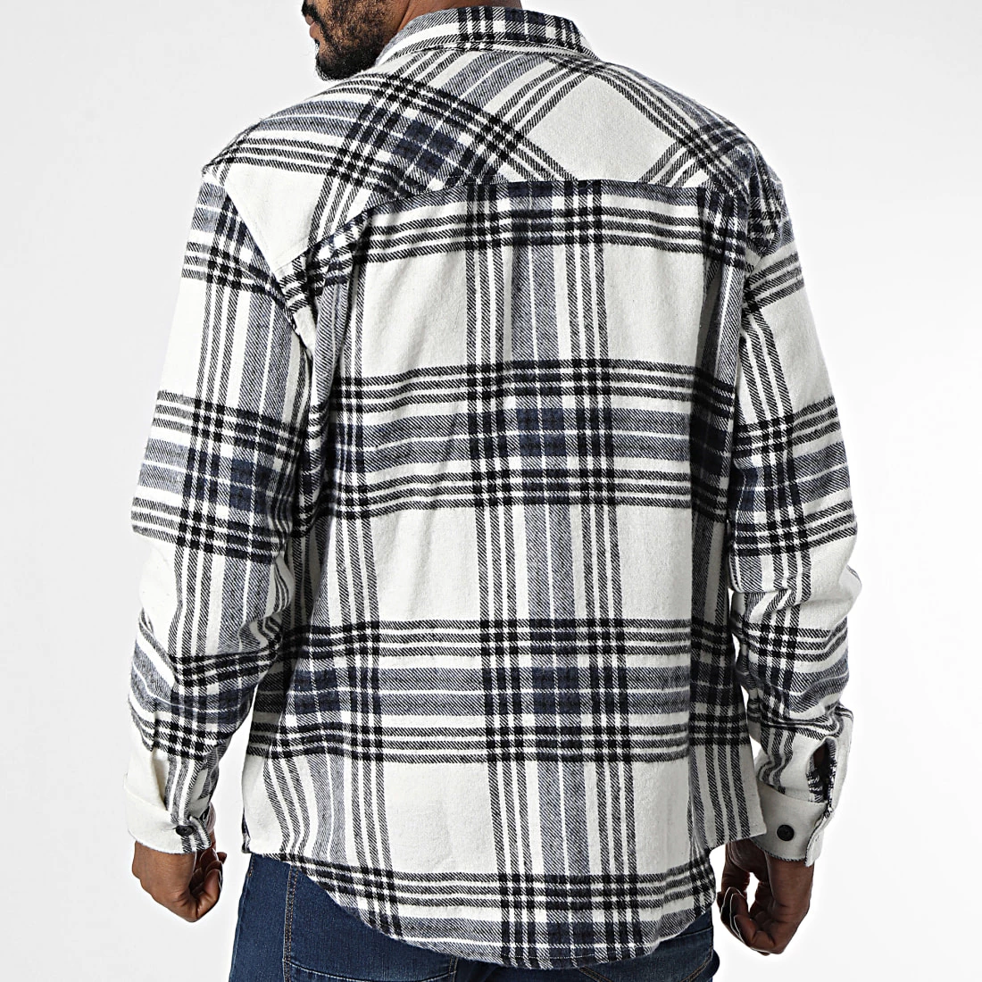 Le moins cher 🧨 Surchemise A Carreaux Chandler 21107060 Blanc Noir Bleu Marine de Solid 👏 – Image 4