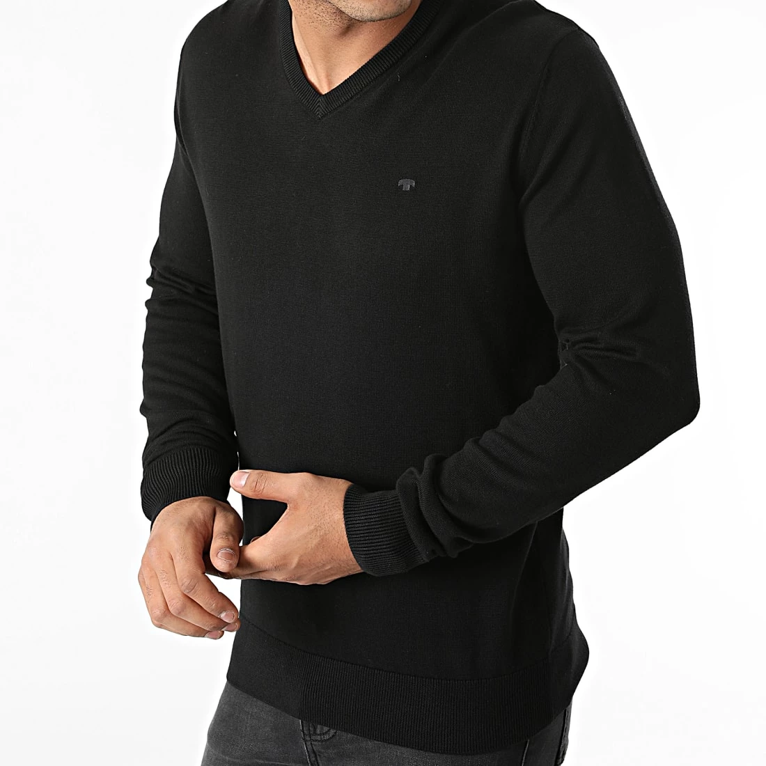 Grosses soldes đ Pull Col V 1012820-XX-10 Noir de Tom Tailor â â Image 3