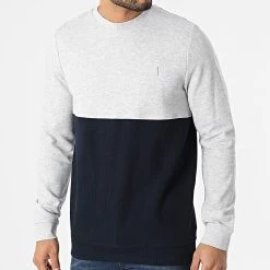 Budget 👏 Sweat Crewneck 1029328 Bleu Marine Gris Chiné de Tom Tailor 😉
