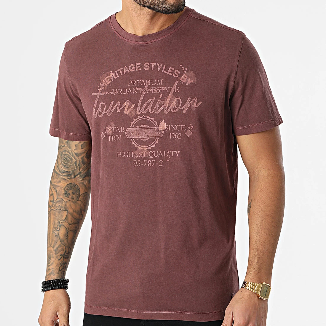 Meilleure affaire 🌟 Tee 👚 Shirt 1029274-XX-10 Bordeaux de Tom Tailor 😀