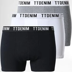 Tout neuf 😍 Lot De 3 Boxers 1004002 Noir Blanc Gris Chiné de Tom Tailor 🎁
