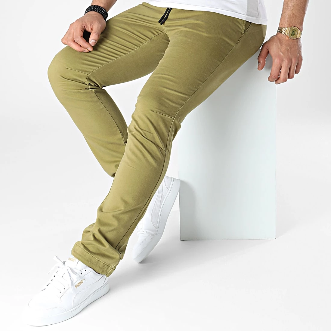 Promo 👏 Pantalon Chino 1029909-XX-12 Vert Kaki de Tom Tailor 🛒 – Image 3