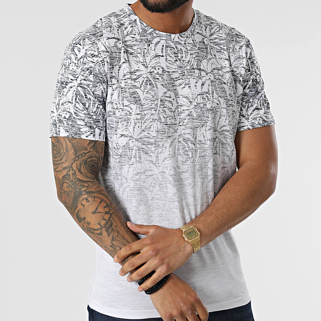 Meilleure vente ⭐ Tee 👕 Shirt Floral 1031628-XX-10 Blanc Bleu Marine de Tom Tailor 👏 – Image 3