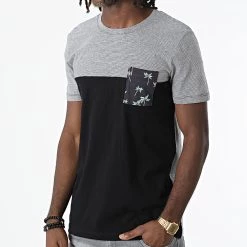 Nouveau 🌟 Tee 👕 Shirt Poche 1031935 Noir Gris de Tom Tailor 🧨