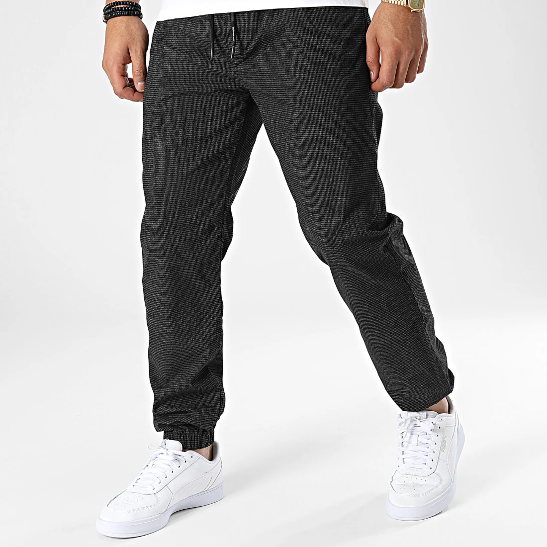 Grosses soldes 🥰 Pantalon A Carreaux 1032861-XX-12 Gris Anthracite de Tom Tailor 💯