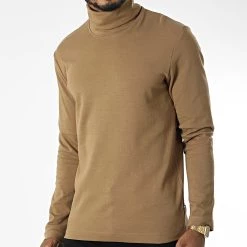 Meilleure vente 💯 Tee 👕 Shirt Col Roulé Manches Longues 1034387 Camel de Tom Tailor ❤️