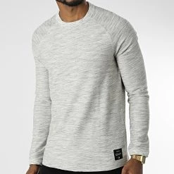 Meilleur prix đ Tee đ Shirt Manches Longues 1033923 Gris Clair Chiné de Tom Tailor âš