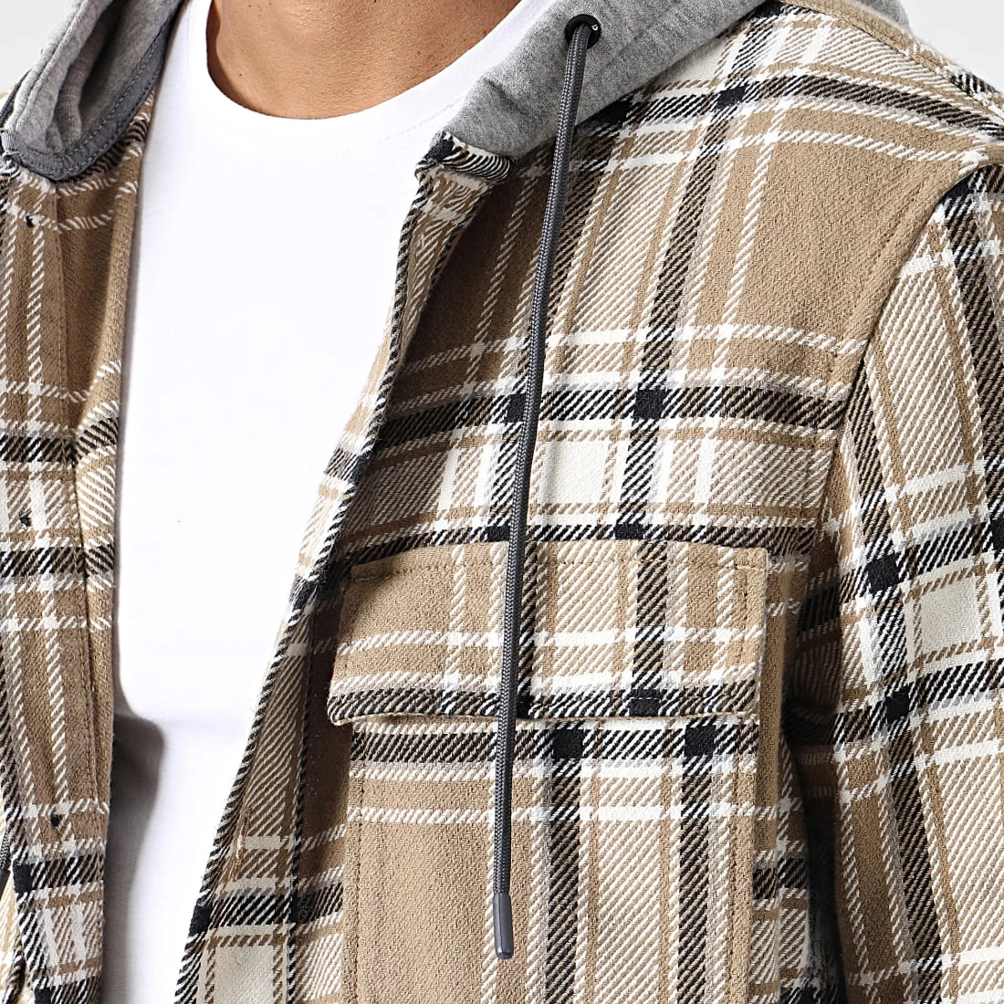 De gros đ Surchemise Capuche A Carreaux 1033734-XX-12 Beige de Tom Tailor âš â Image 2