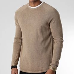 Le moins cher đ Pull Basic 1033335-XX-12 Beige Chiné de Tom Tailor đ§š
