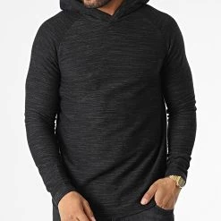 Nouveau đ Tee đ Shirt Capuche Manches Longues 1033924-XX-12 Noir Chiné de Tom Tailor đ